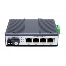 OHZ-IND-1F4E-PMS 工業級千兆 1光4電POE光電轉換器發射器A端 工業級千兆1光4電單模單纖光纖收發器導軌式安裝監視攝影機光纖轉網線 1光4電千兆光纖轉換器